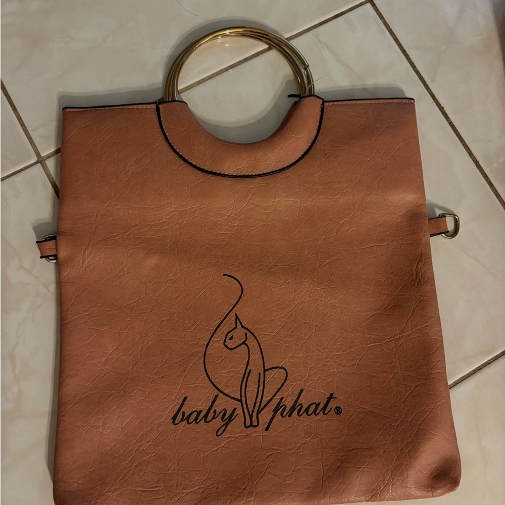 Baby Phat Tan Tote with Gold Ring Handles